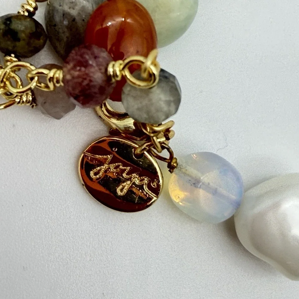HSN Joya 925 Freshwater Pearl & Gemstone Necklace Flapper 62 Inches Layering‎